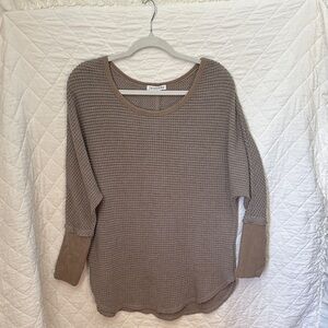 Love Riche Oversized Taupe Waffle Knit Women's Top